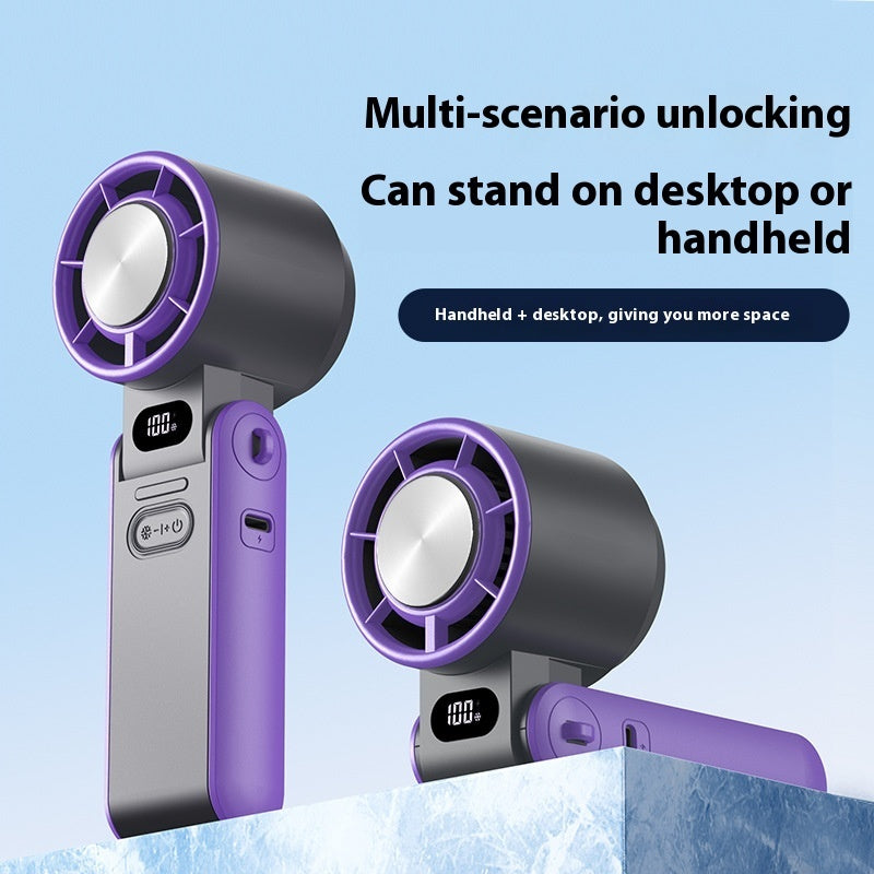 High-Speed Refrigeration Ice Compress Small Handheld Fan Outdoor Portable Foldable