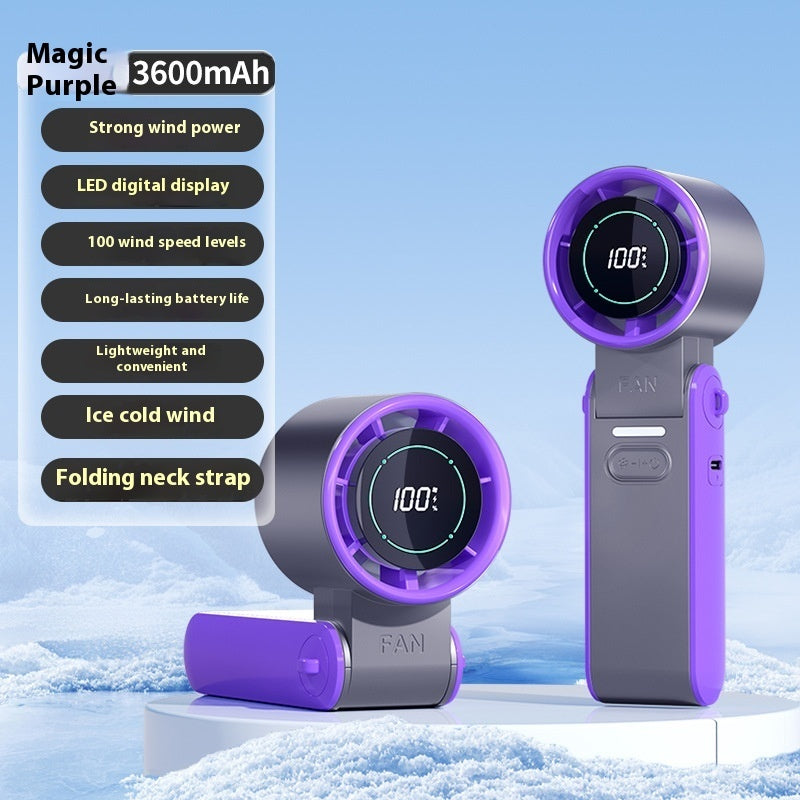 High-Speed Refrigeration Ice Compress Small Handheld Fan Outdoor Portable Foldable