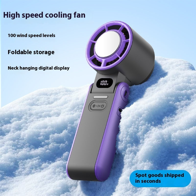High-Speed Refrigeration Ice Compress Small Handheld Fan Outdoor Portable Foldable