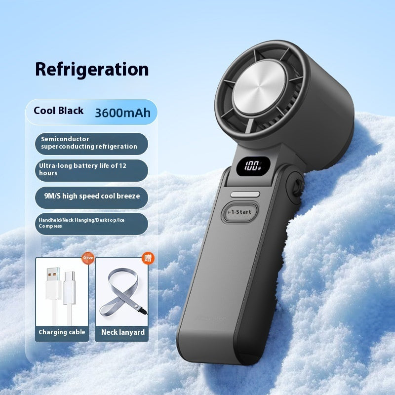 High-Speed Refrigeration Ice Compress Small Handheld Fan Outdoor Portable Foldable