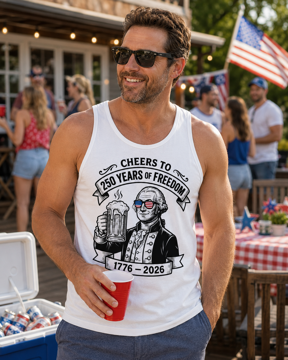 Cheers to 250 Years of Freedom Shirt – George Washington 4th of July Tee