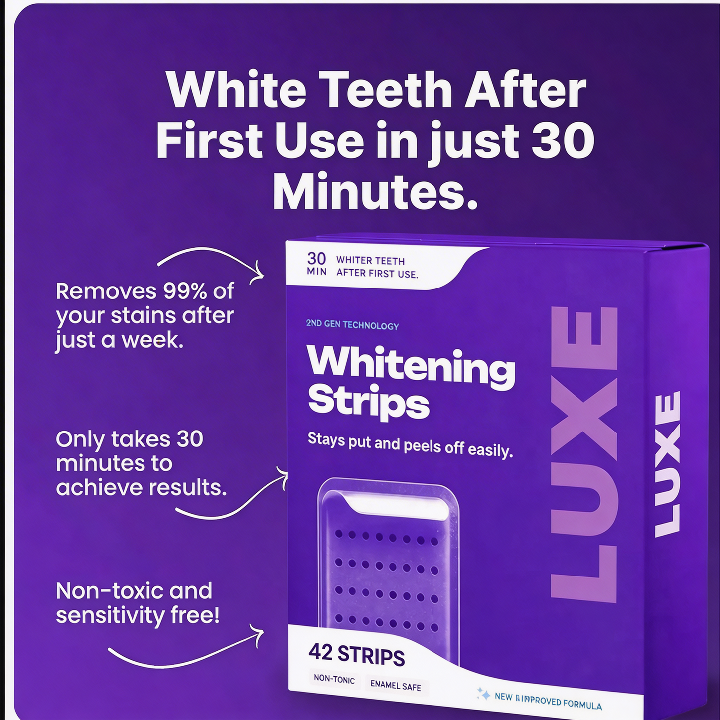 Luxe Purple Daily BrightSmile Whitening Strips Kit