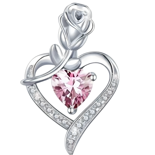 Red Heart Zircon Bear Necklace