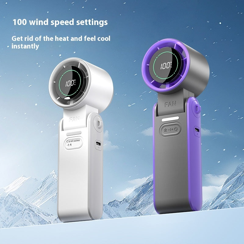High-Speed Refrigeration Ice Compress Small Handheld Fan Outdoor Portable Foldable
