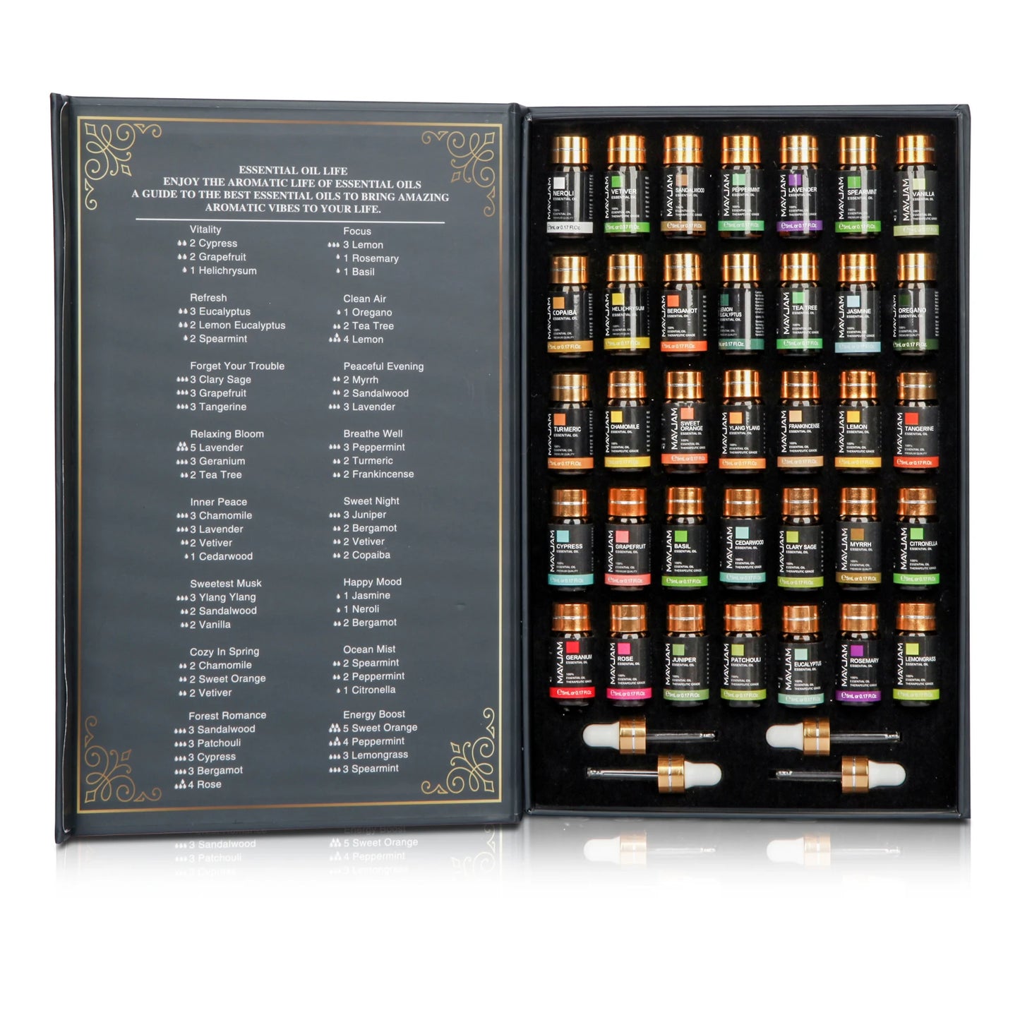MAYJAM Ultimate Aromatherapy Gift Set: 35 Pure Essential Oils for Relaxation, Mood & Focus