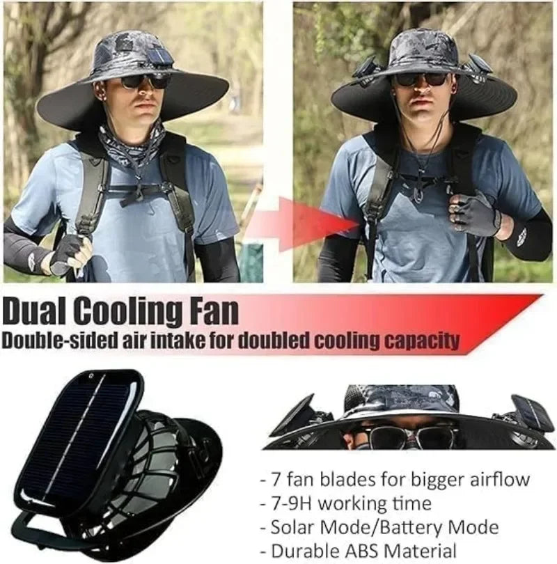 🧢 Luxe Solar Fan Cooling Hat – UV Sun Protection + Hands-Free Relief | Summer Heatwave Edition