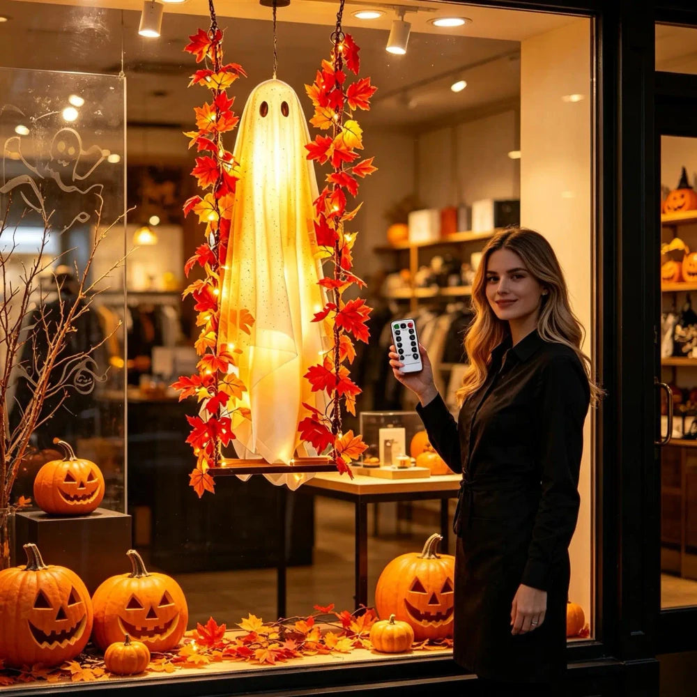 Preassembled Light-Up Swinging Halloween Ghost
