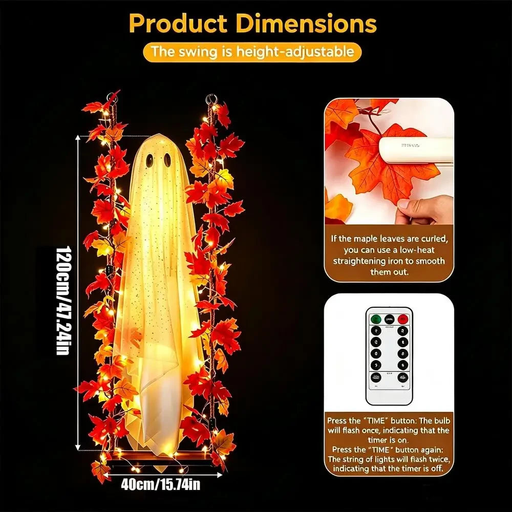 Preassembled Light-Up Swinging Halloween Ghost