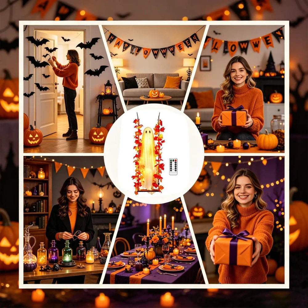 Preassembled Light-Up Swinging Halloween Ghost