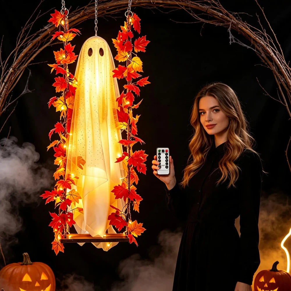 Preassembled Light-Up Swinging Halloween Ghost