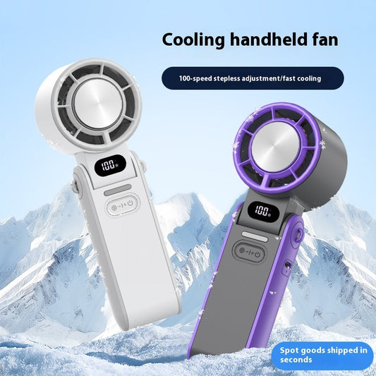 High-Speed Refrigeration Ice Compress Small Handheld Fan Outdoor Portable Foldable