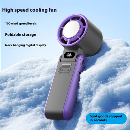 High-Speed Refrigeration Ice Compress Small Handheld Fan Outdoor Portable Foldable