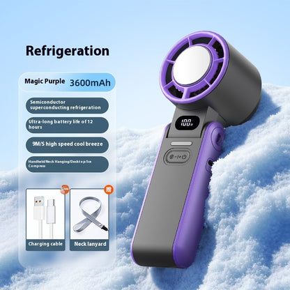 High-Speed Refrigeration Ice Compress Small Handheld Fan Outdoor Portable Foldable