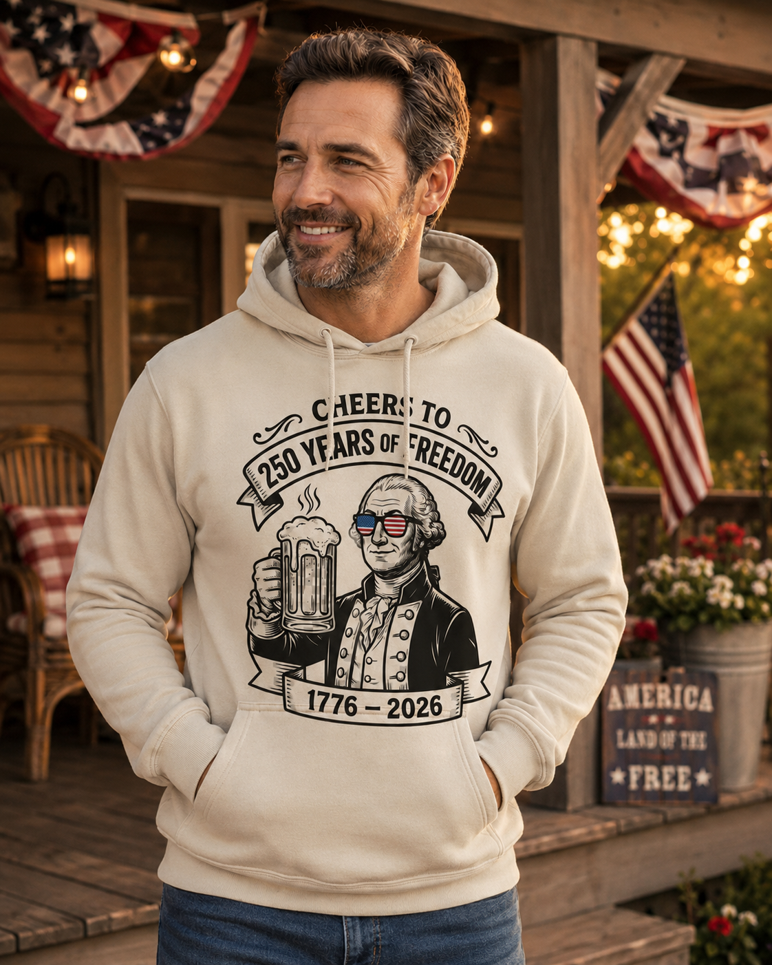 Cheers to 250 Years of Freedom Shirt – George Washington 4th of July Tee
