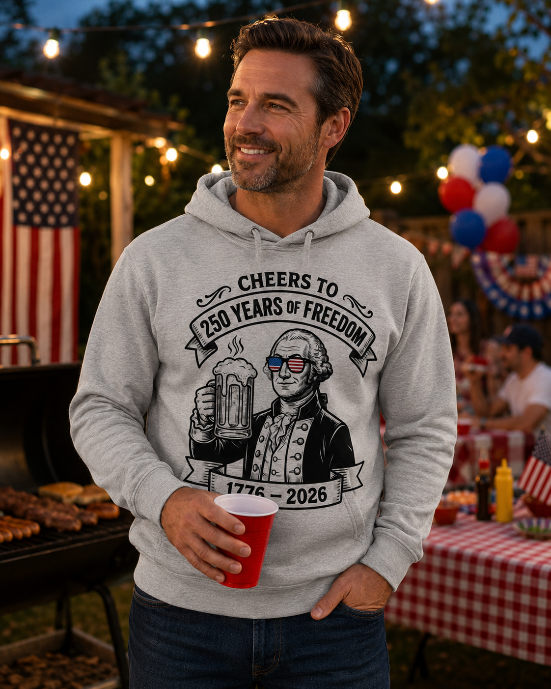 Cheers to 250 Years of Freedom Shirt – George Washington 4th of July Tee