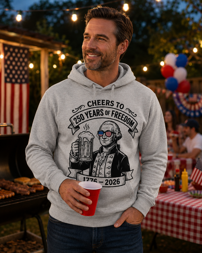 Cheers to 250 Years of Freedom Shirt – George Washington 4th of July Tee