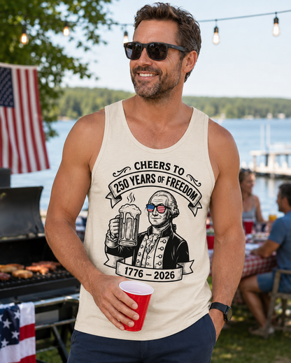 Cheers to 250 Years of Freedom Shirt – George Washington 4th of July Tee