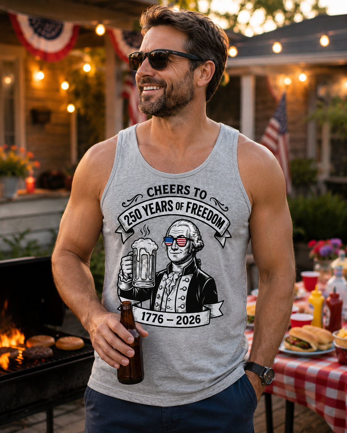 Cheers to 250 Years of Freedom Shirt – George Washington 4th of July Tee
