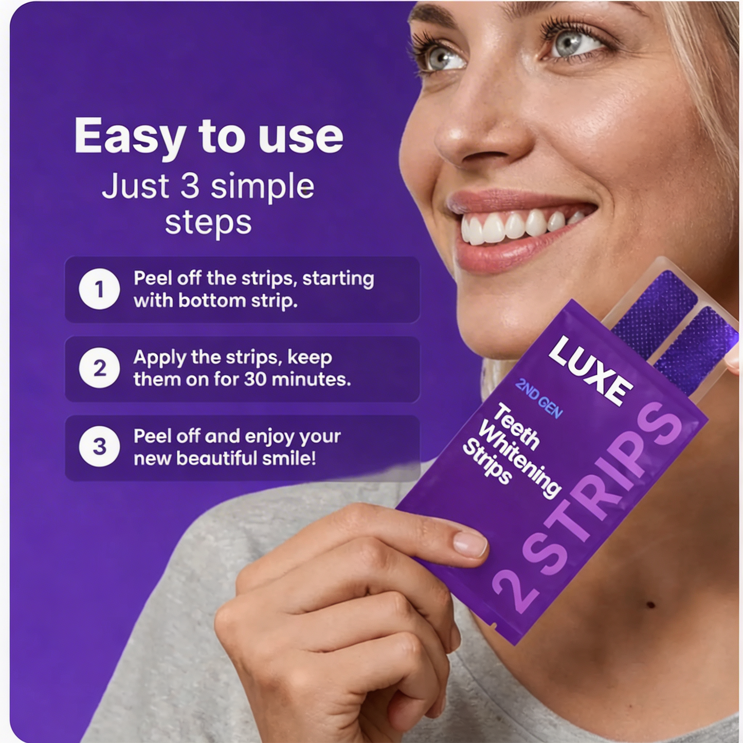 Luxe Purple Daily BrightSmile Whitening Strips Kit