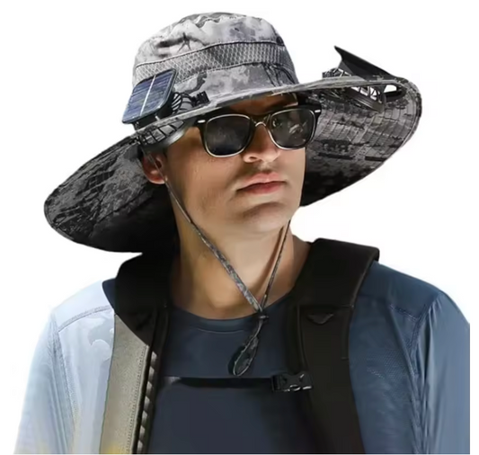 🧢 Luxe Solar Fan Cooling Hat – UV Sun Protection + Hands-Free Relief | Summer Heatwave Edition