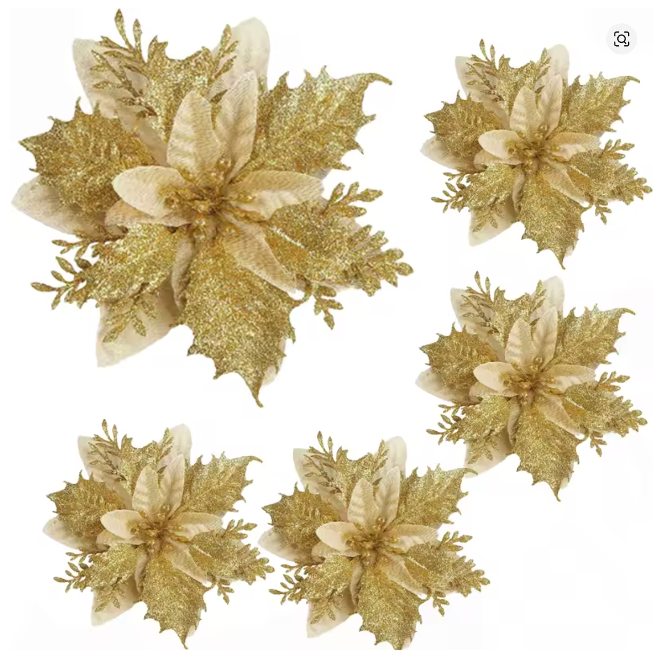 Glitter Artificial Christmas Flowers