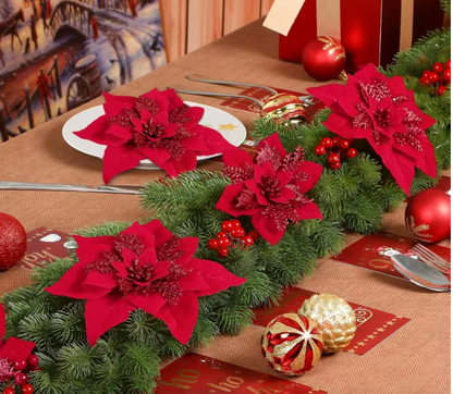 Glitter Artificial Christmas Flowers