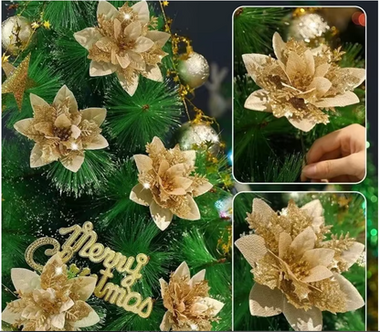 Glitter Artificial Christmas Flowers