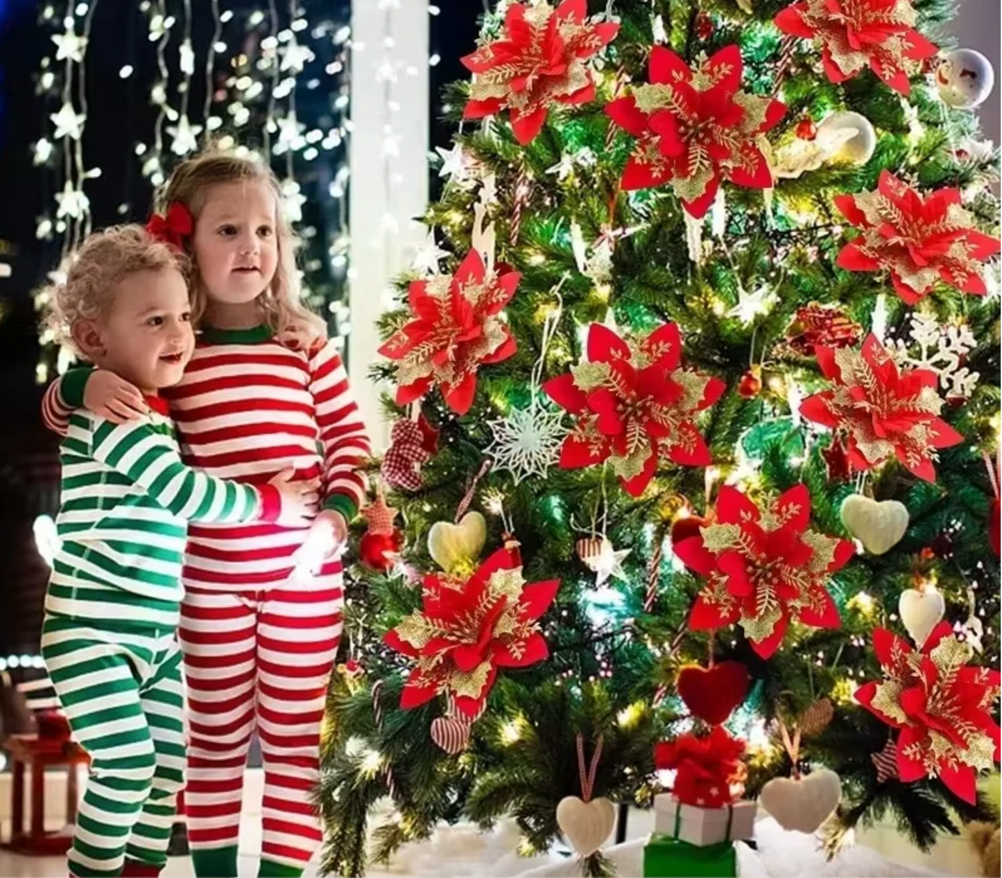 Glitter Artificial Christmas Flowers