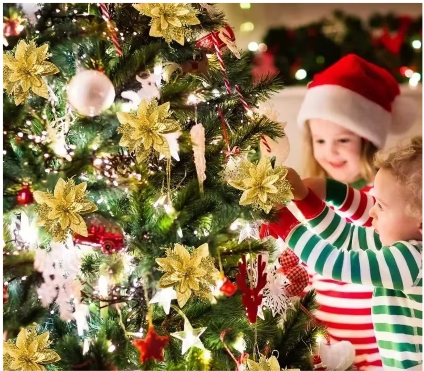 Glitter Artificial Christmas Flowers