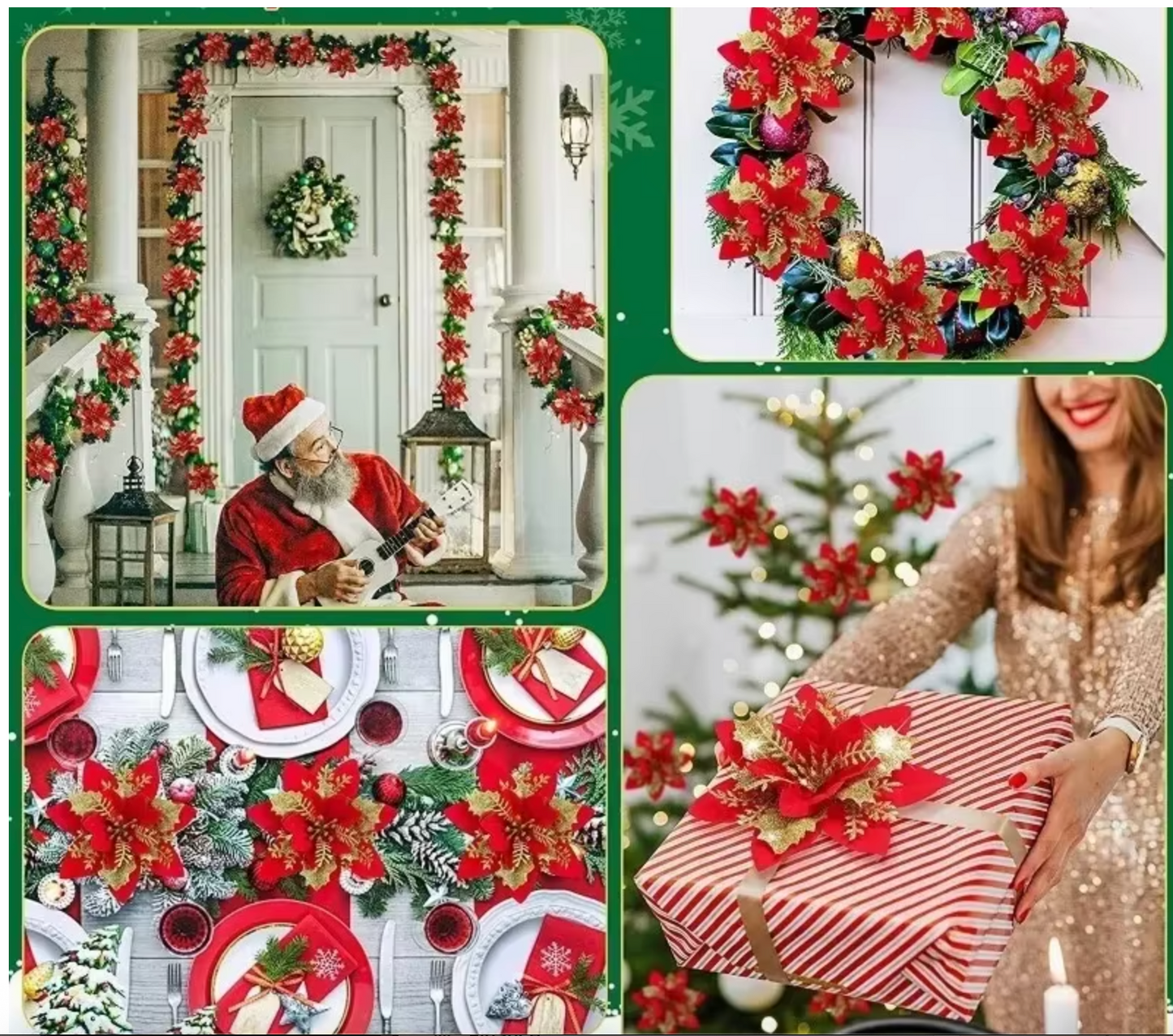 Glitter Artificial Christmas Flowers