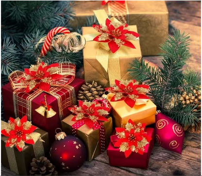 Glitter Artificial Christmas Flowers