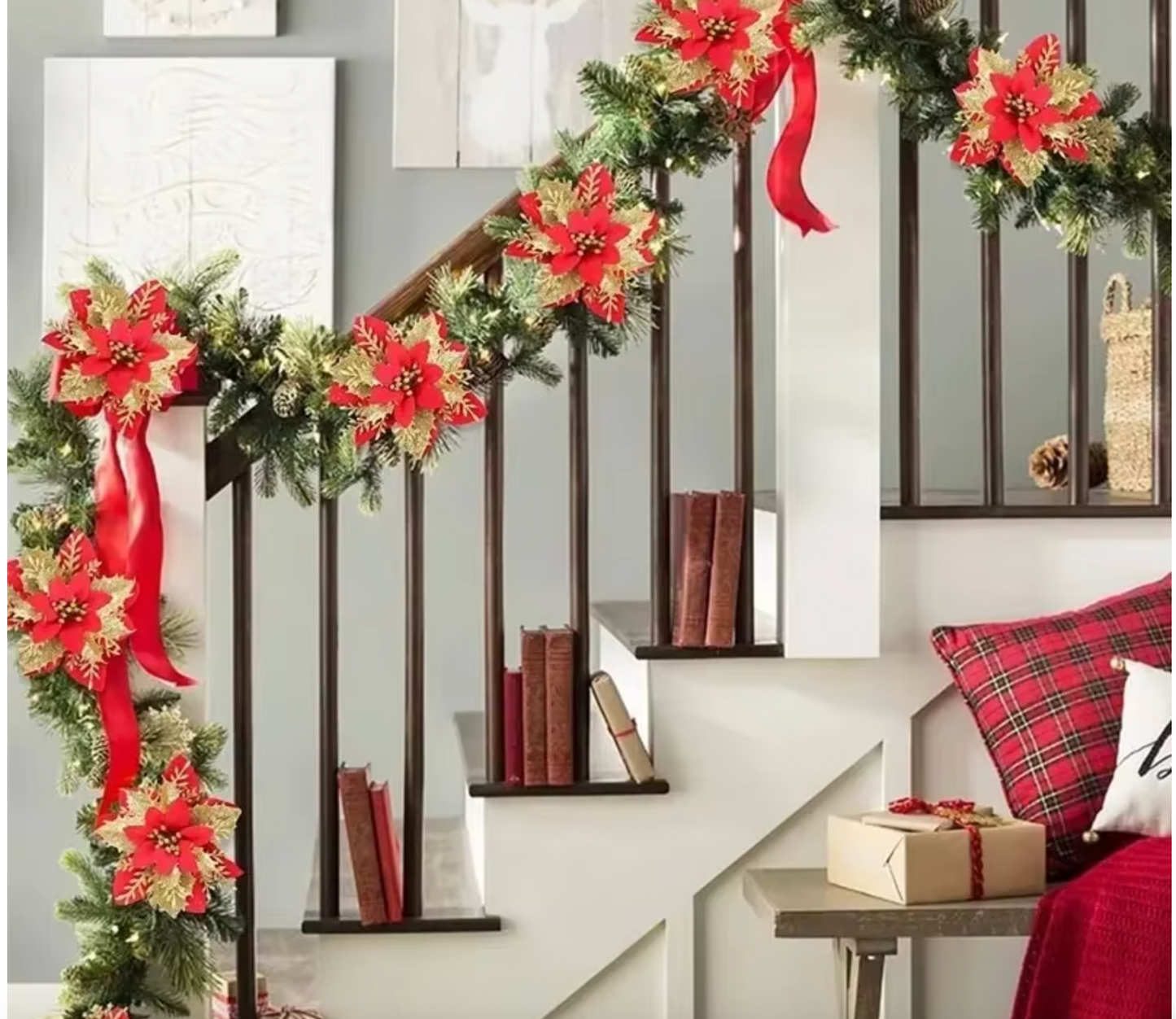 Glitter Artificial Christmas Flowers