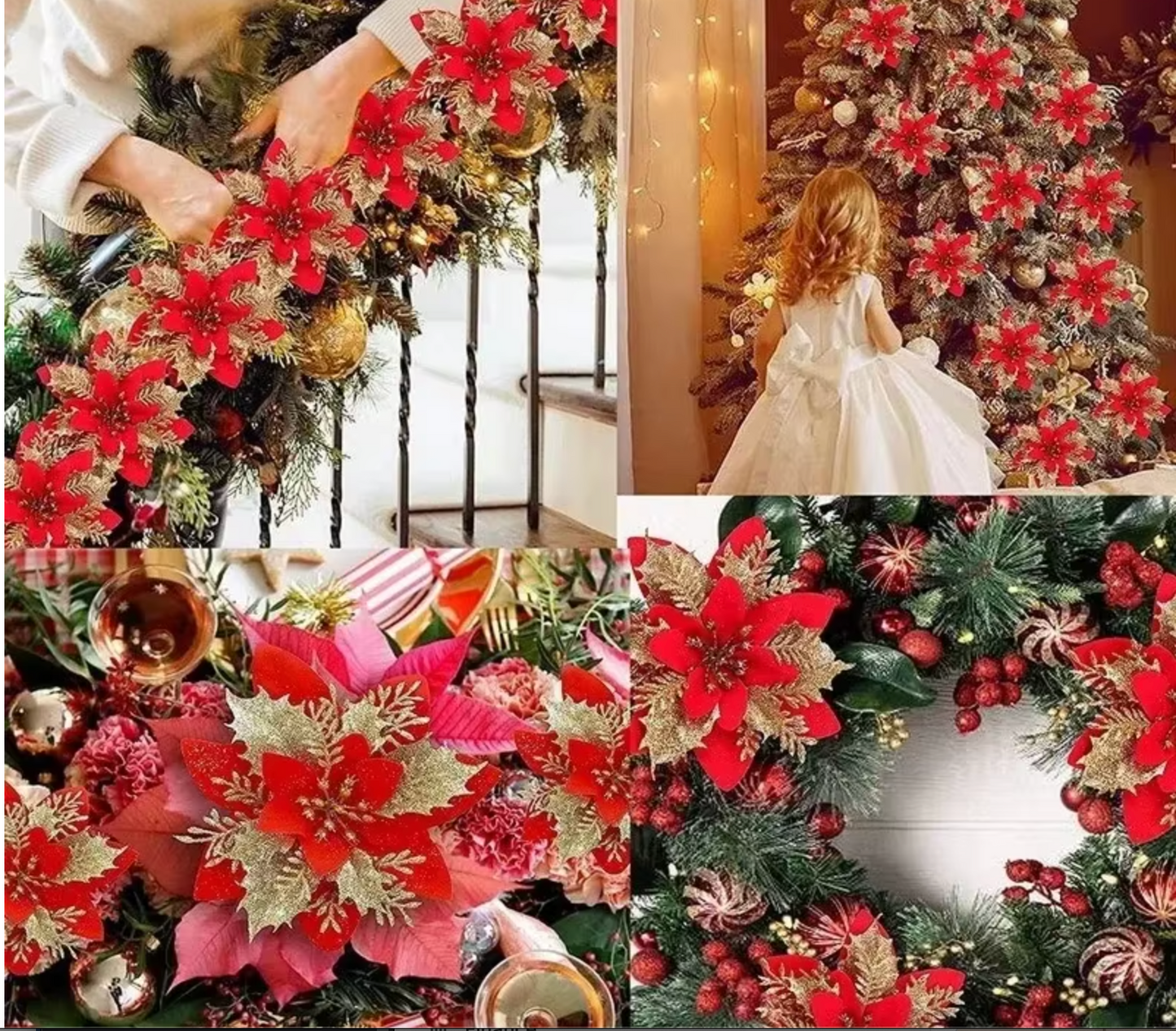 Glitter Artificial Christmas Flowers