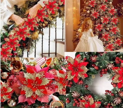 Glitter Artificial Christmas Flowers