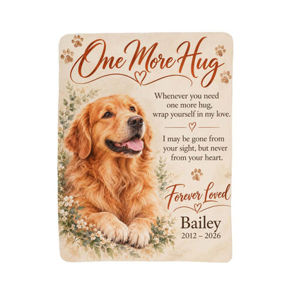 Personalized Pet Memorial Blanket – One More Hug | Custom Dog & Cat Photo Keepsake