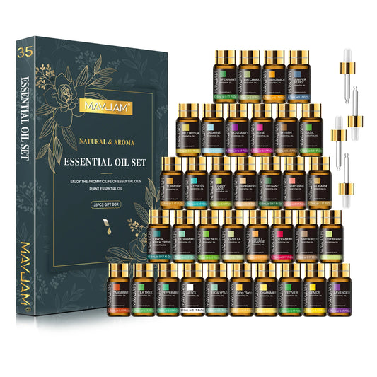 MAYJAM Ultimate Aromatherapy Gift Set: 35 Pure Essential Oils for Relaxation, Mood & Focus